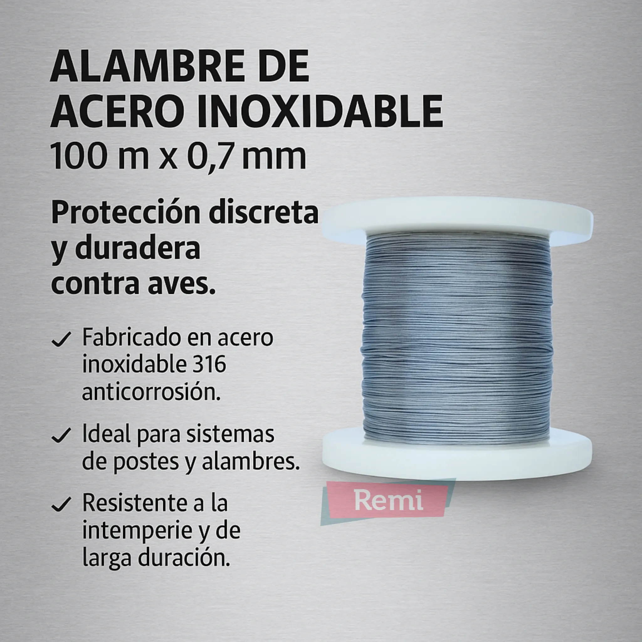 Alambre Acero Inoxidable 100 m x 0,7 mm - Remi Hogar - Image 3