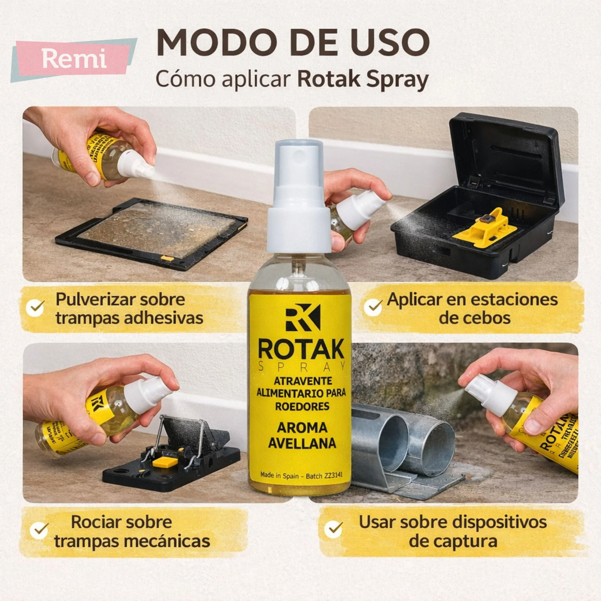 Atrayente alimentario para roedores sin tóxicos - Rotak Spray - Image 4