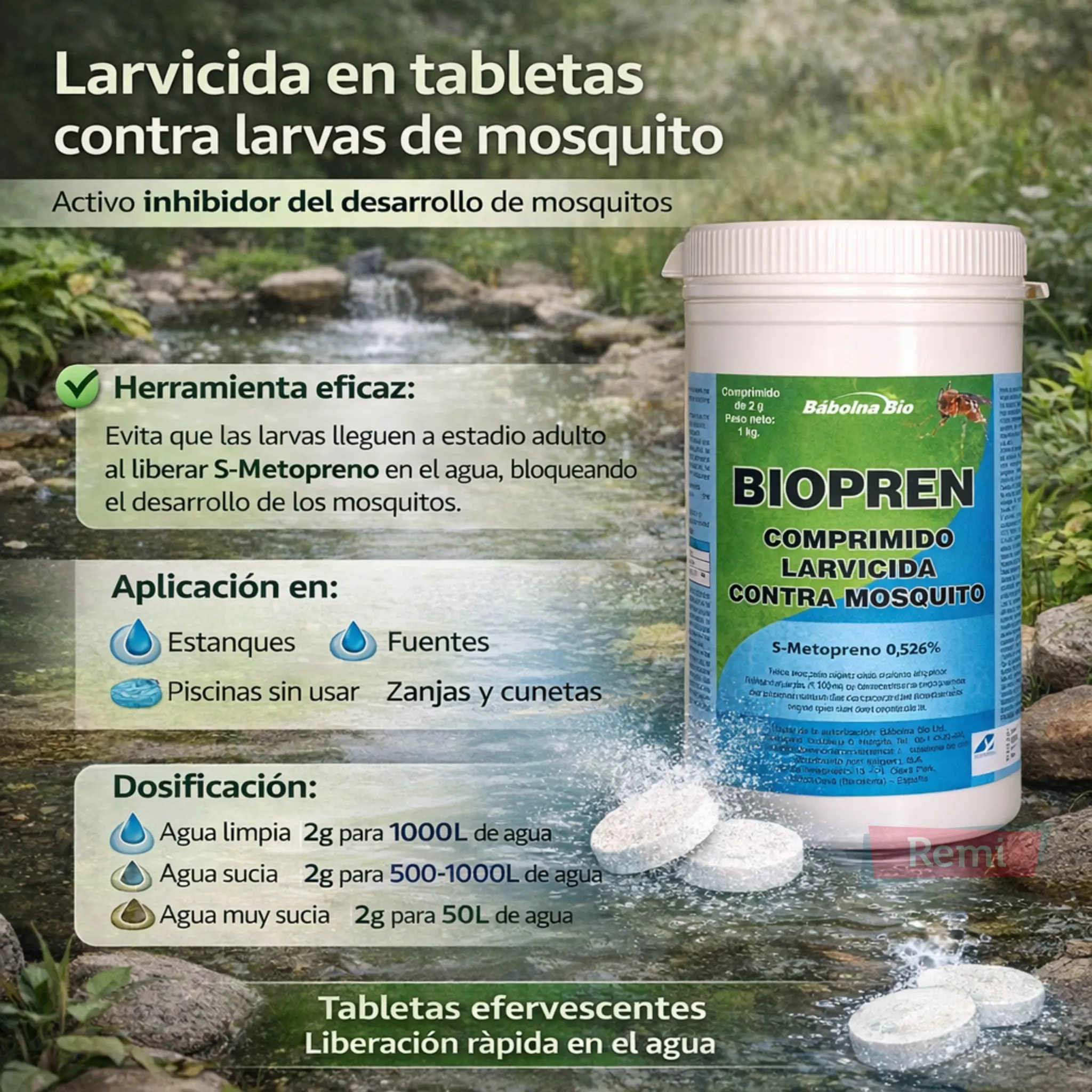 Tabletas larvicidas para estanques, fuentes - Biopren - Image 3