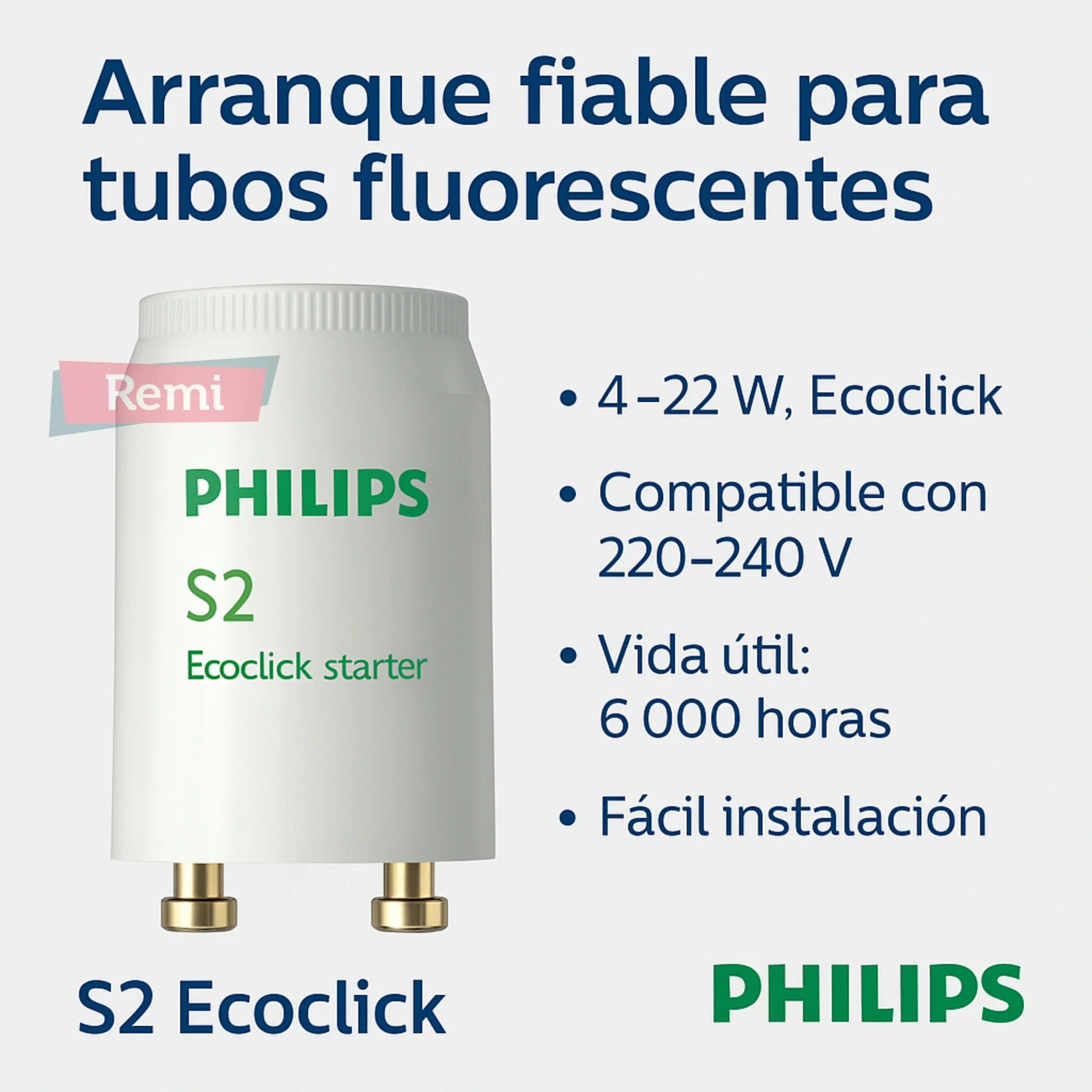Cebador Philips S2 4‑22 W Ecoclick para tubos fluorescentes - Image 3