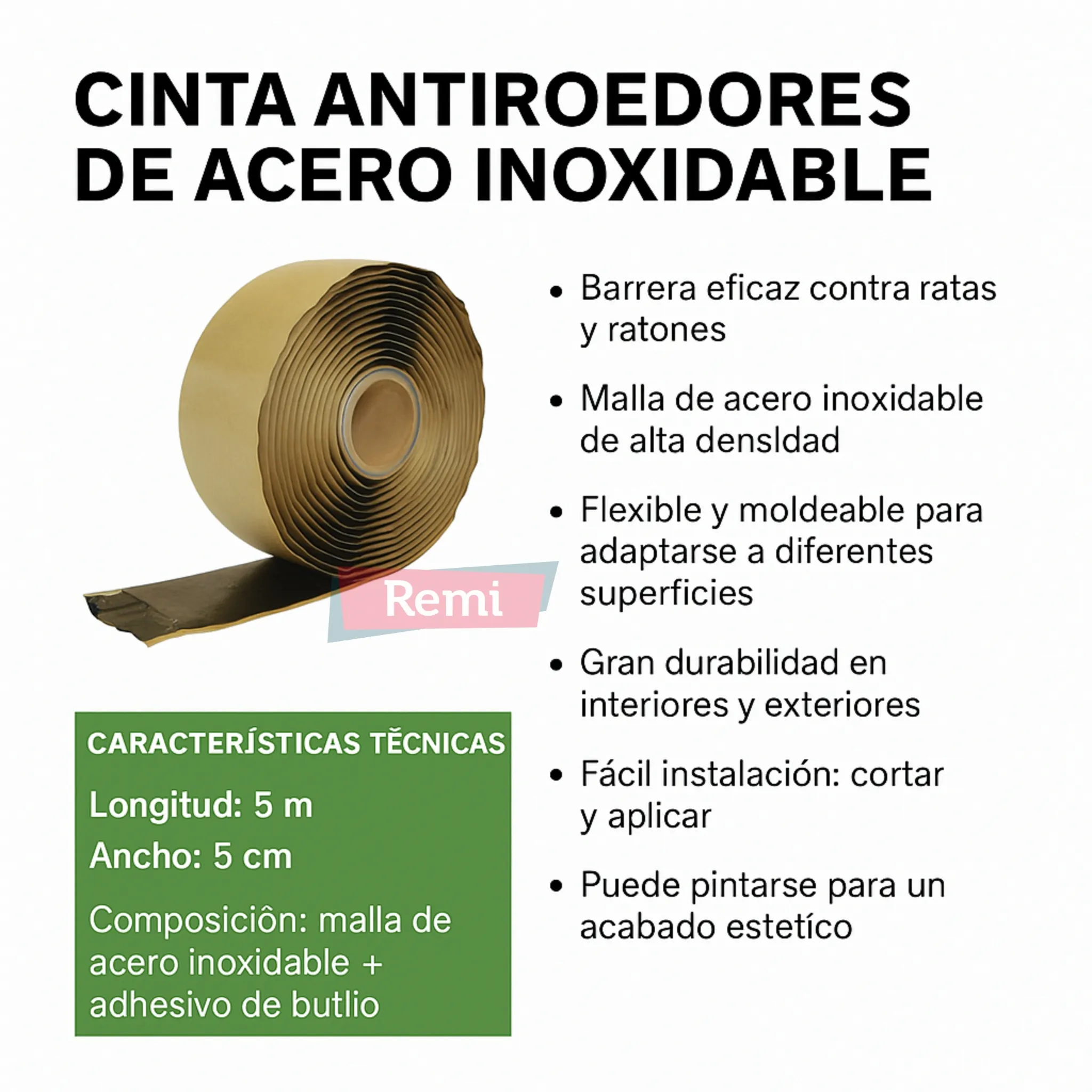 Cinta antiroedores de acero inoxidable - Rat Tape - Image 5