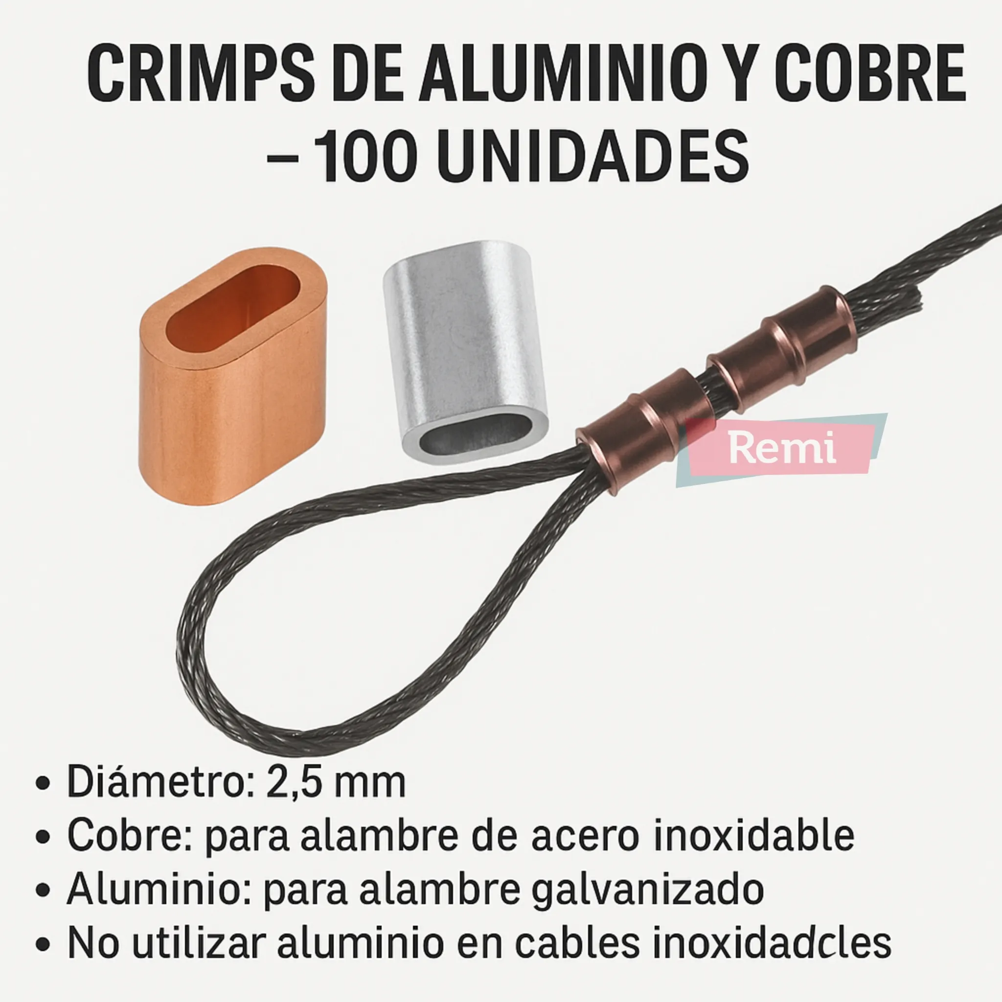 Crimps Alumino y Cobre 100 Unidades - Remi Hogar - Image 4