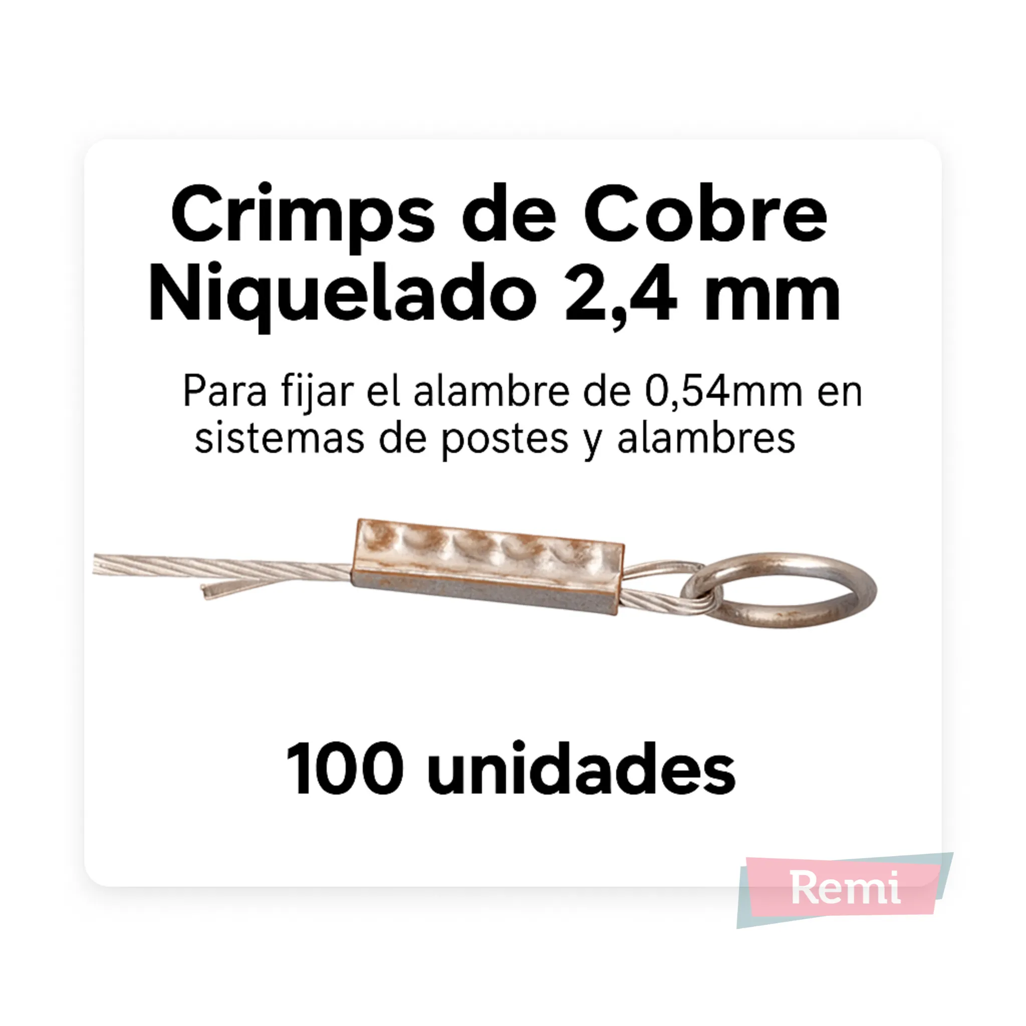 Crimps Cobre Niquelado 2,4 mm 100 Unidades - Remi Hogar - Image 3