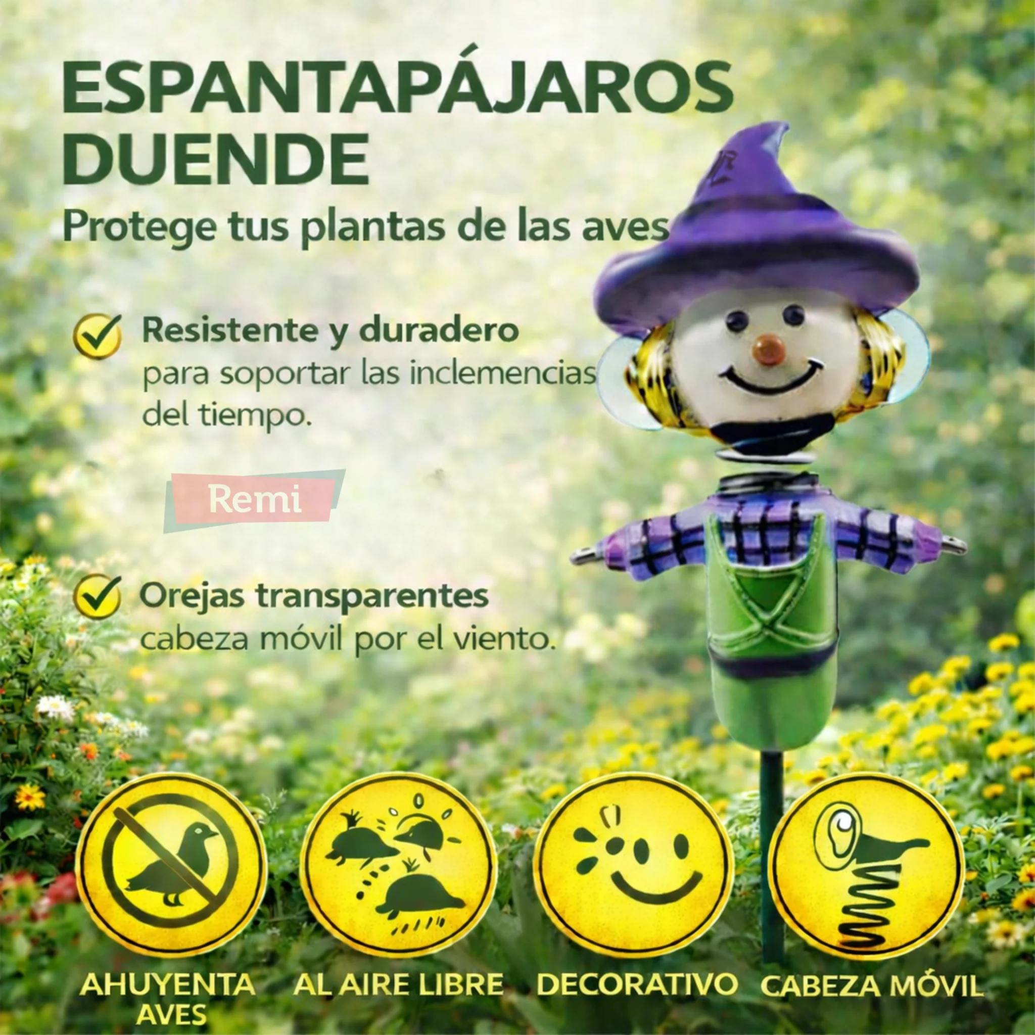 Espantapájaros Duende para ahuyentar aves en jardín y huerto - Preben - Image 3