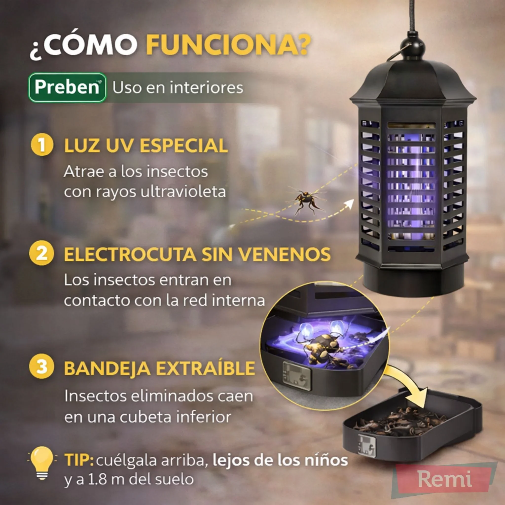 Lámpara UV Eléctrica para Moscas y Mosquitos - Massó - Image 5