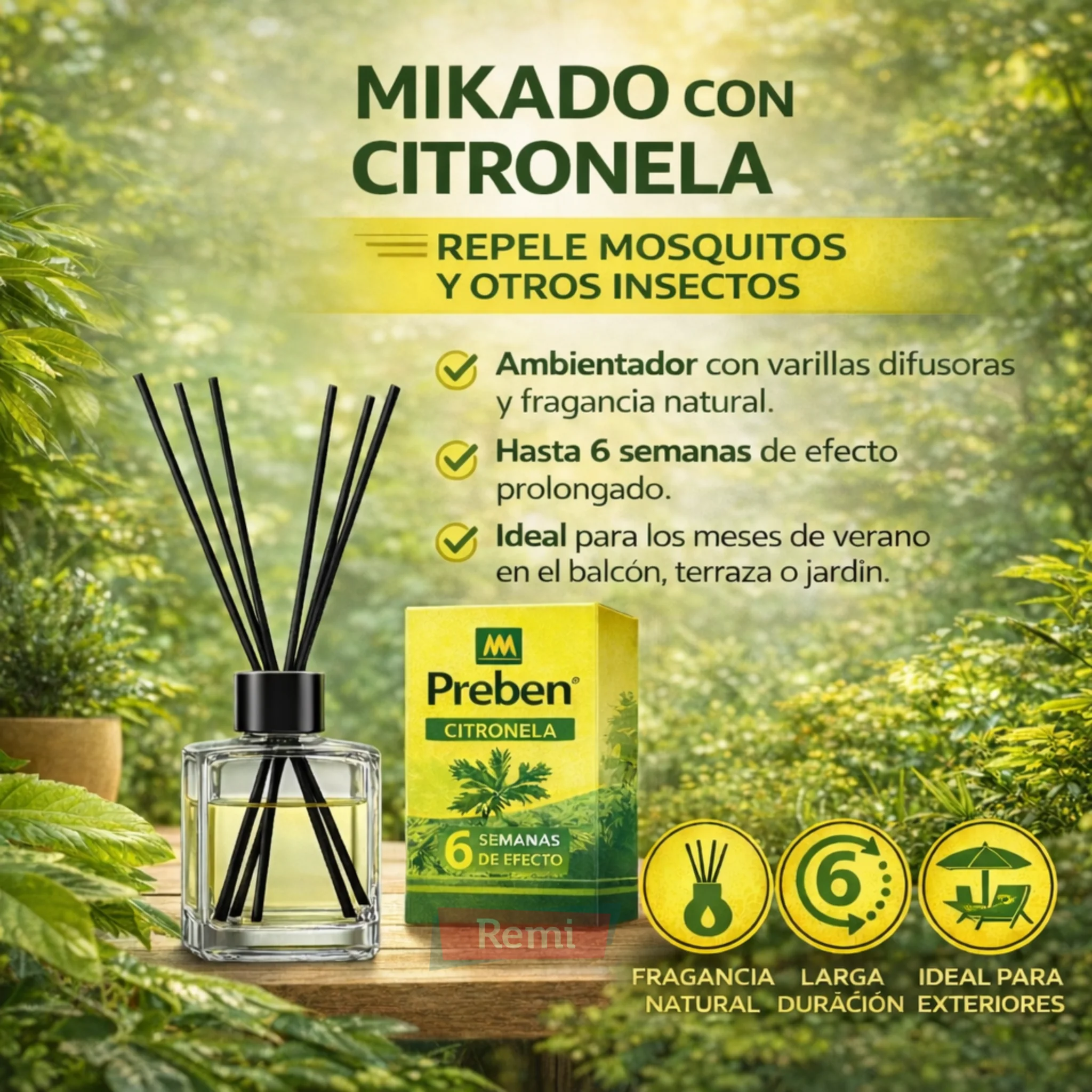 Mikado con citronela 90 ml ambientador antimosquitos - Preben - Image 3