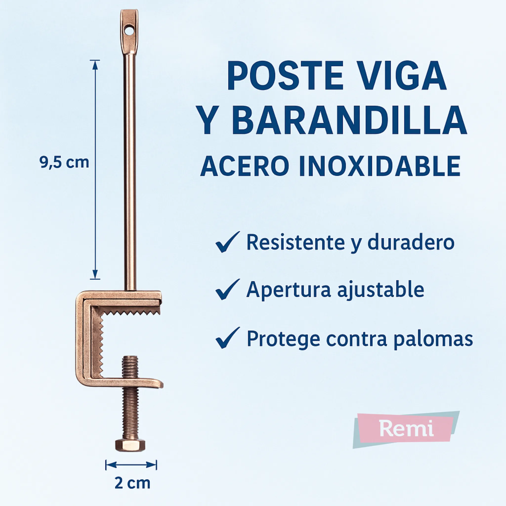 Poste Viga y Barandilla Acero Inox 10 unidades - Remi Hogar - Image 2
