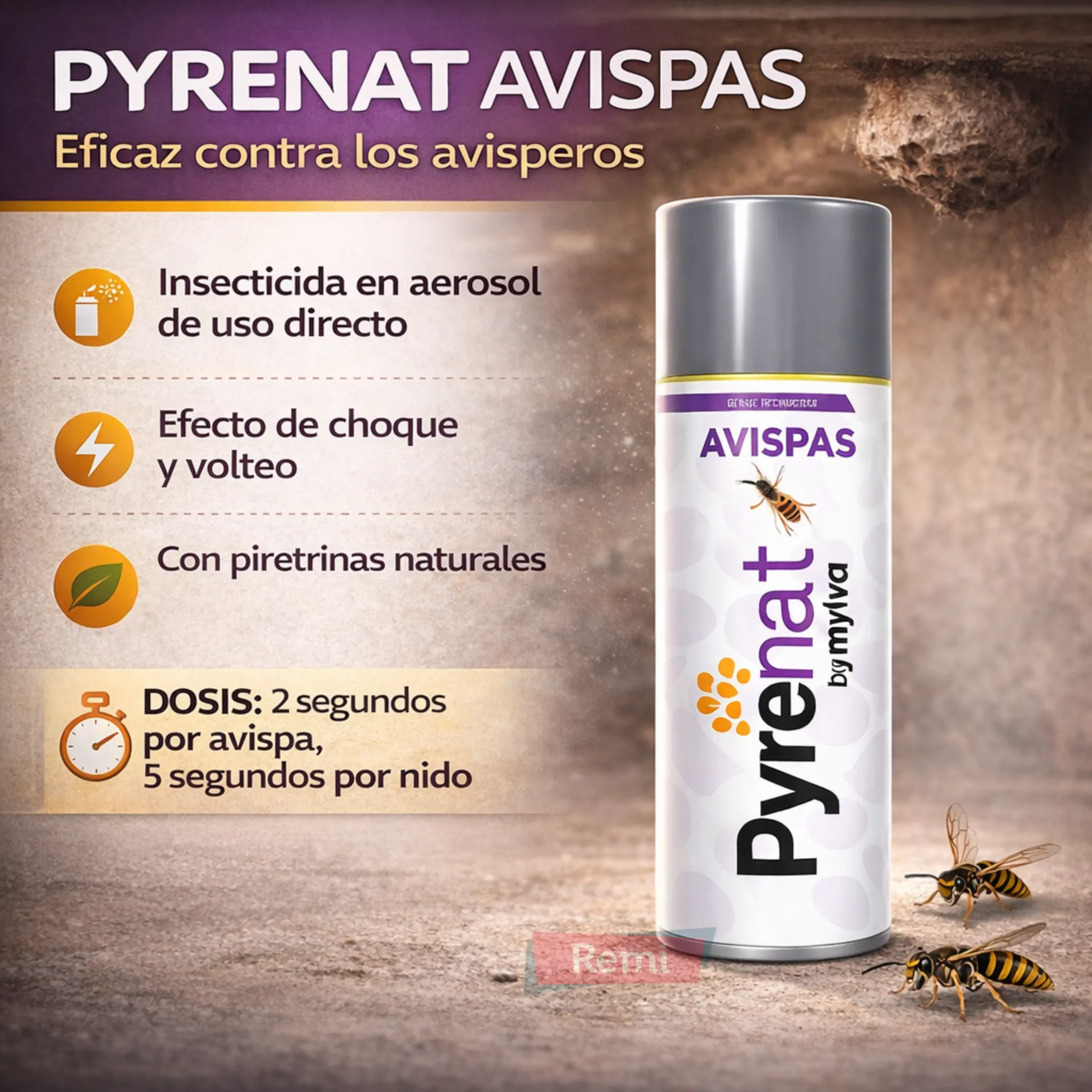 Insecticida Avispas aerosol 600 ml eliminar avisperos - Pyrenat - Image 3