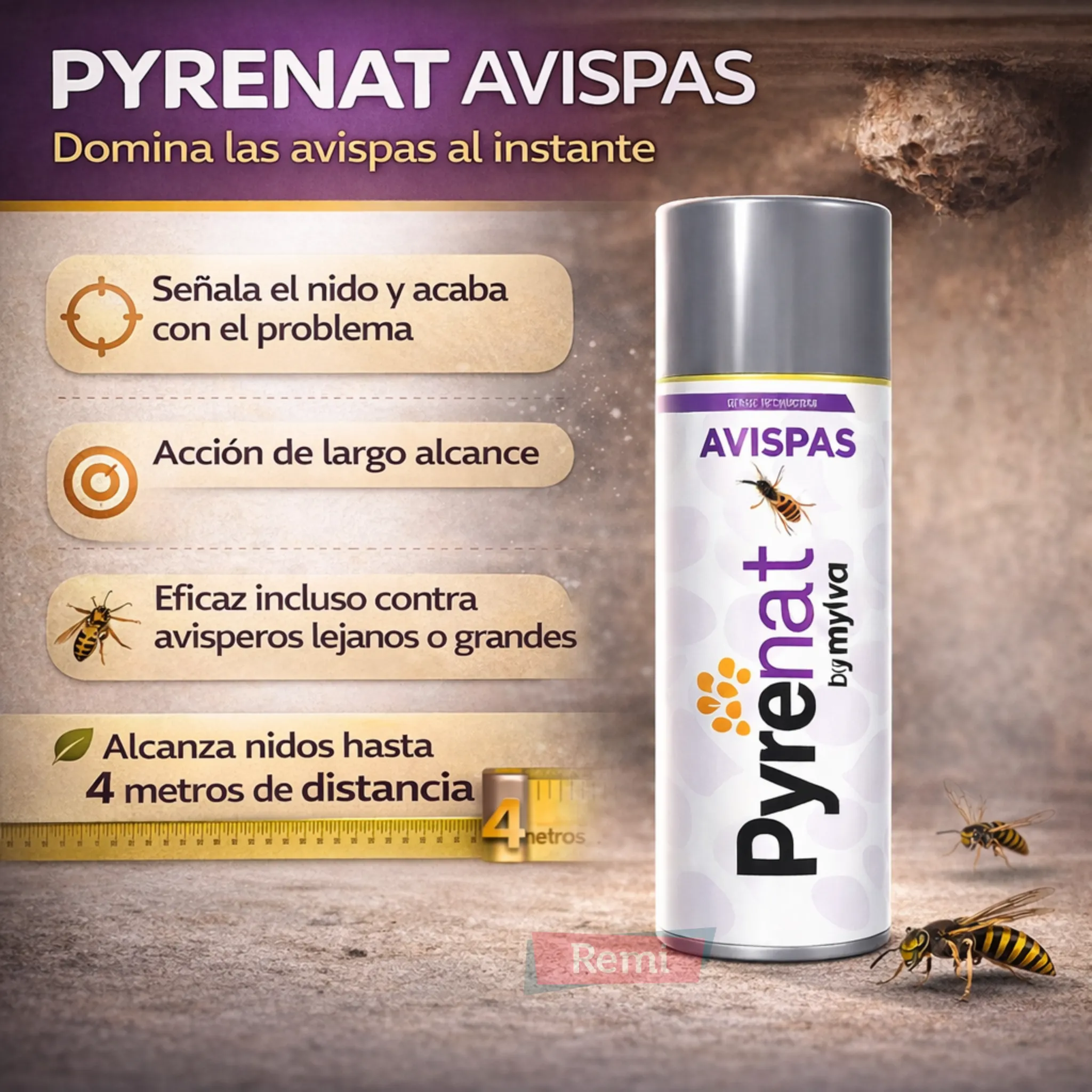 Insecticida Avispas aerosol 600 ml eliminar avisperos - Pyrenat - Image 4