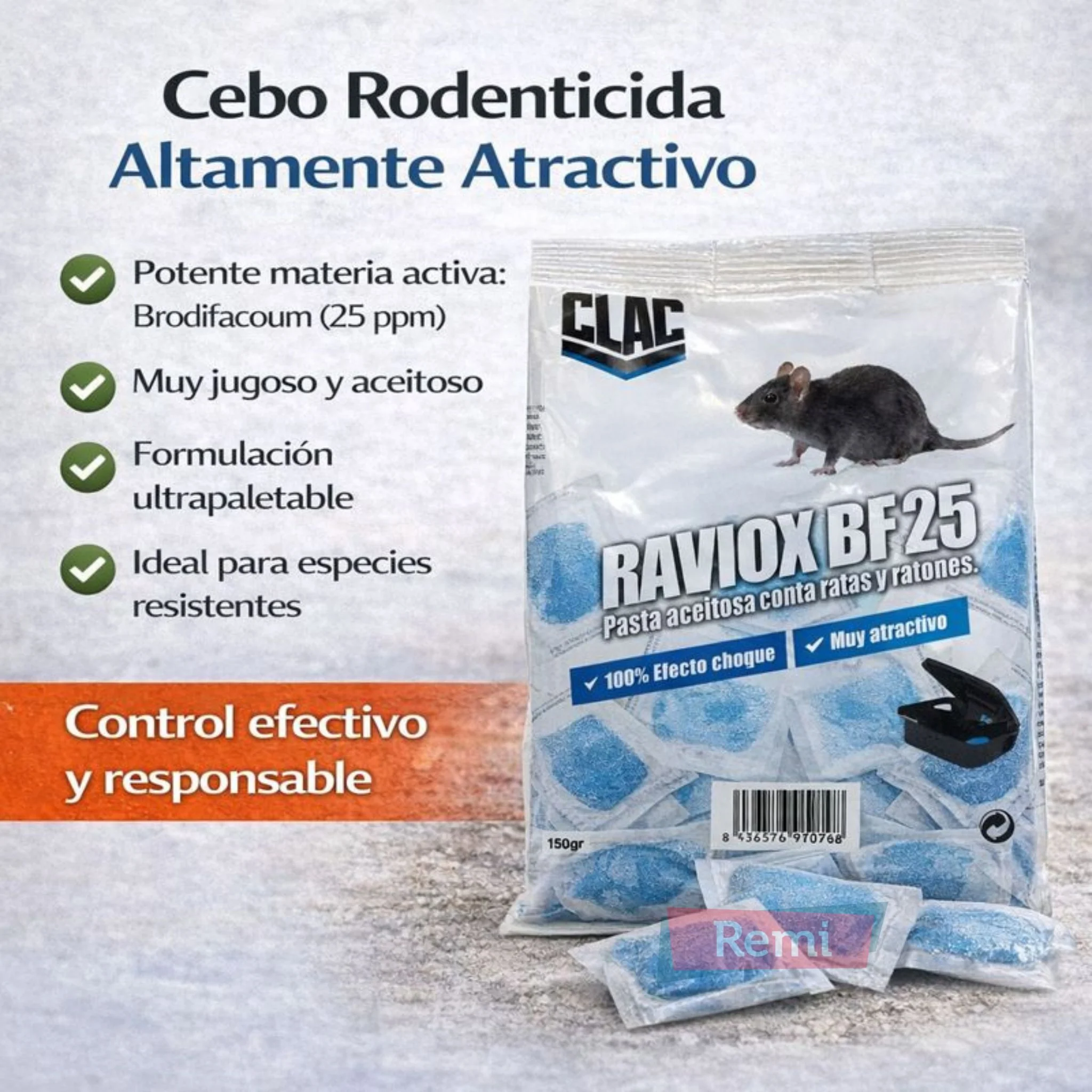 Raticida en pasta con Brodifacoum 25 ratas y ratones - RAVIOX BF 25 - Image 3