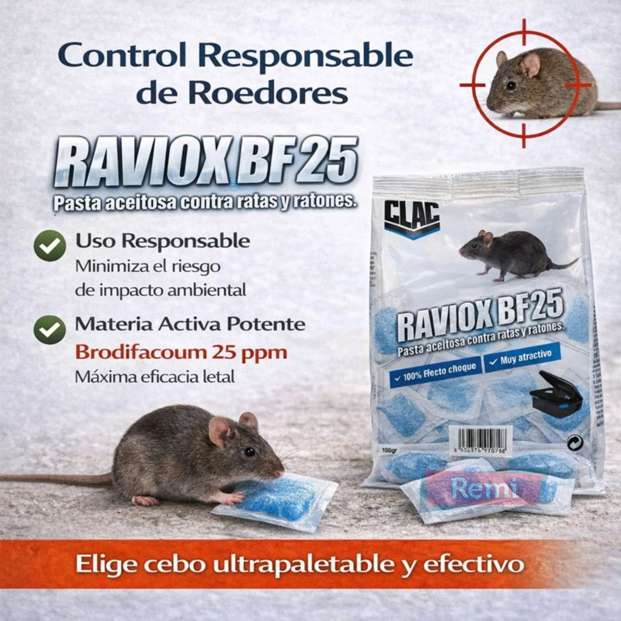 Raticida en pasta con Brodifacoum 25 ratas y ratones - RAVIOX BF 25 - Image 5
