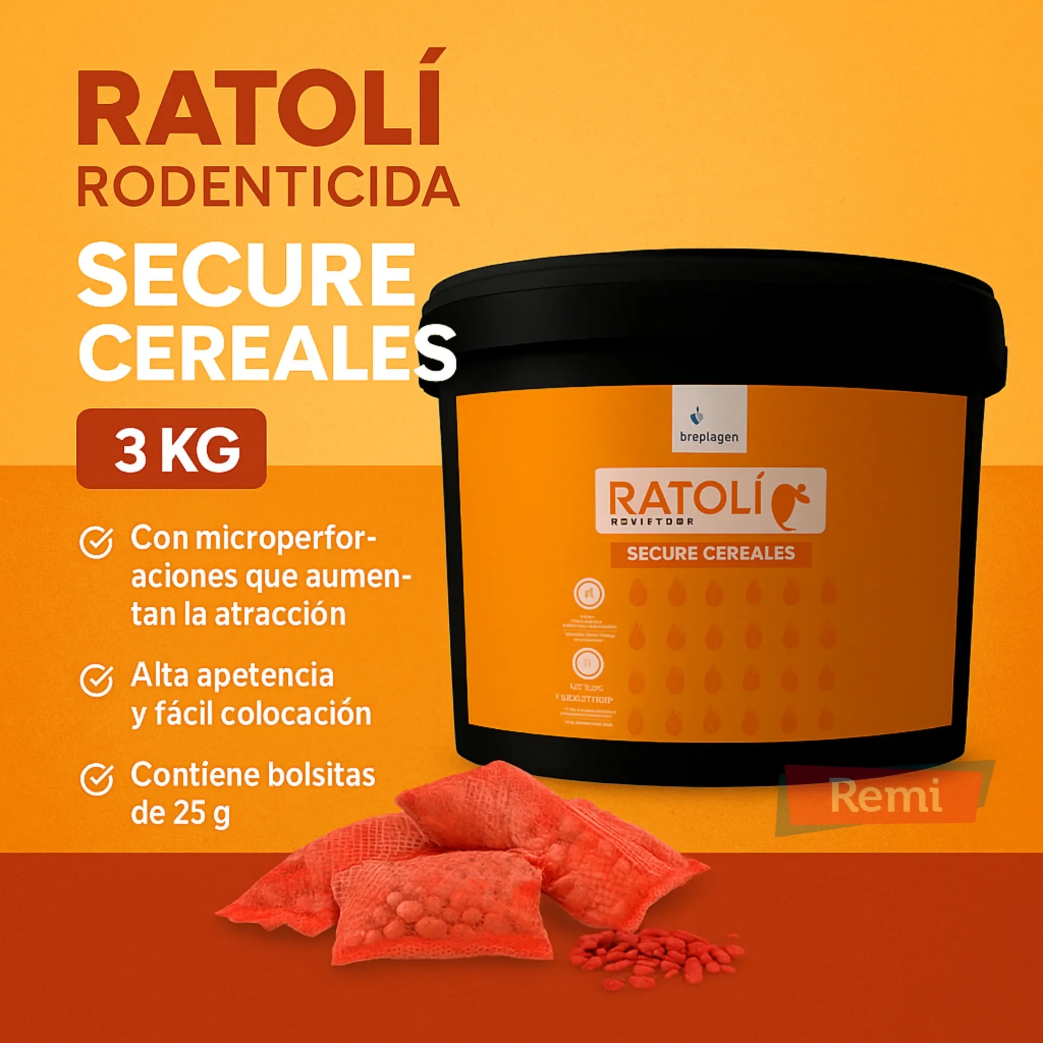 Ratolí Rodenticida Secure Cereales 3 Kg (Bolsas 25 gr) - Biocides - Image 3