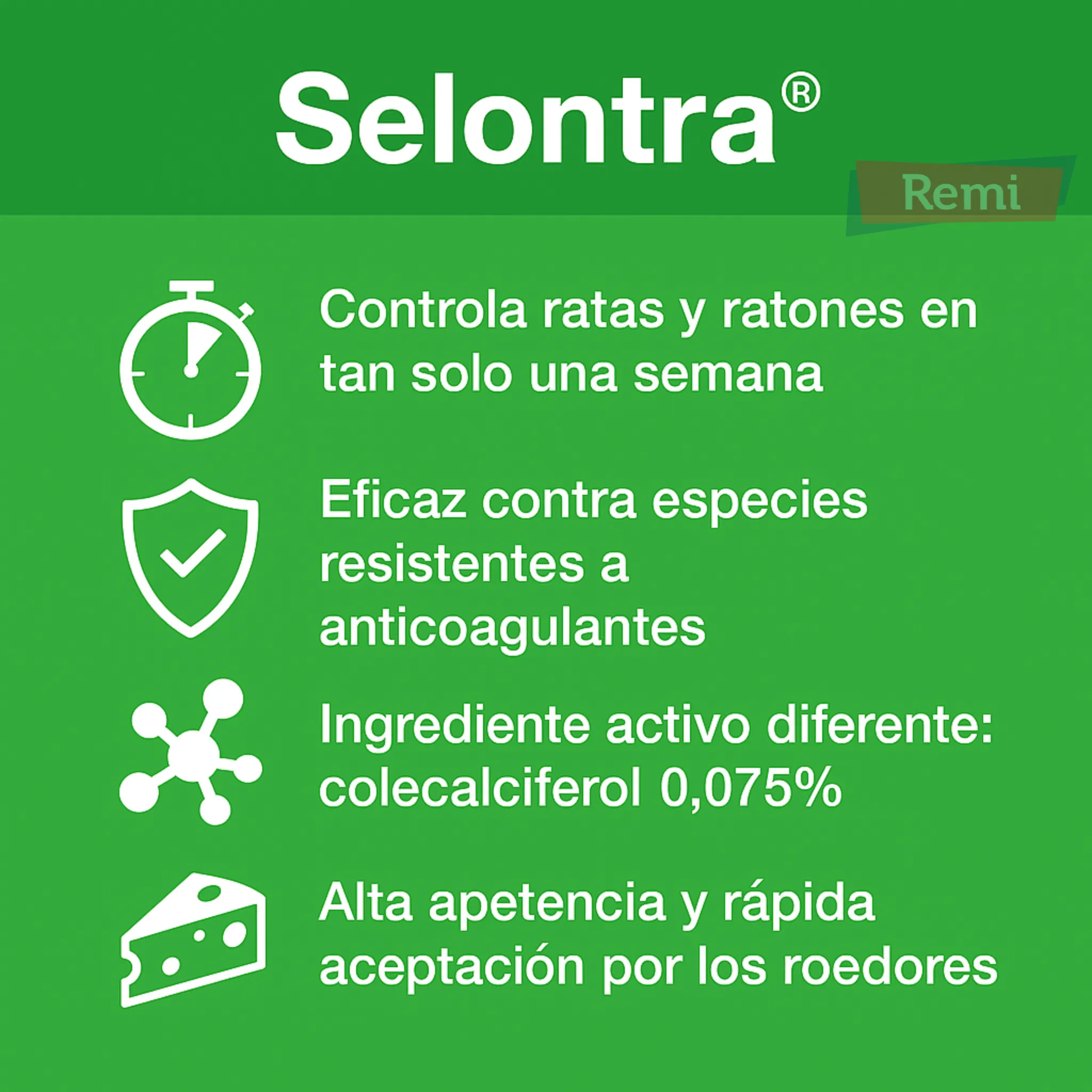 Cebo rodenticida con Colecalciferol 0,075% - Selontra Bloque Blando 3 kg - Image 3