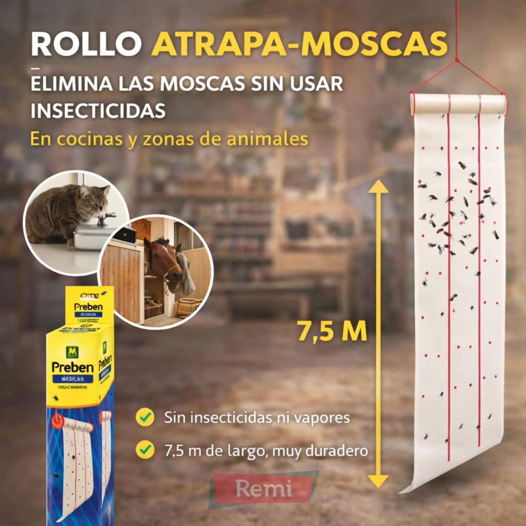 Rollo Atrapa-Moscas Preben 7,5 m sin Insecticidas - Massó - Image 3