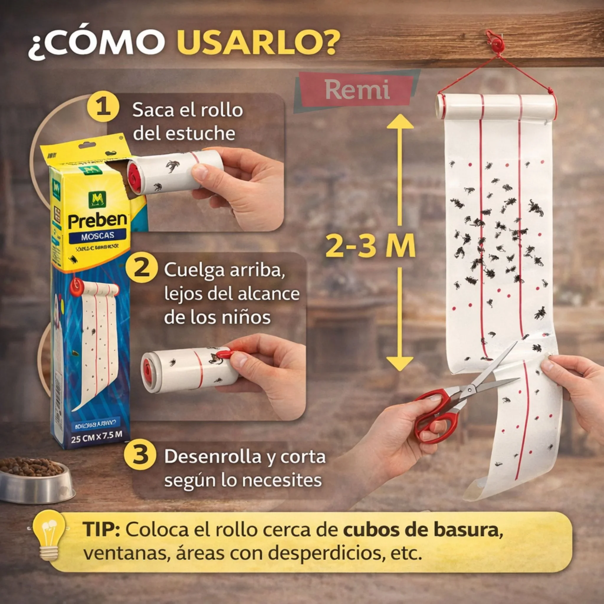 Rollo Atrapa-Moscas Preben 7,5 m sin Insecticidas - Massó - Image 4