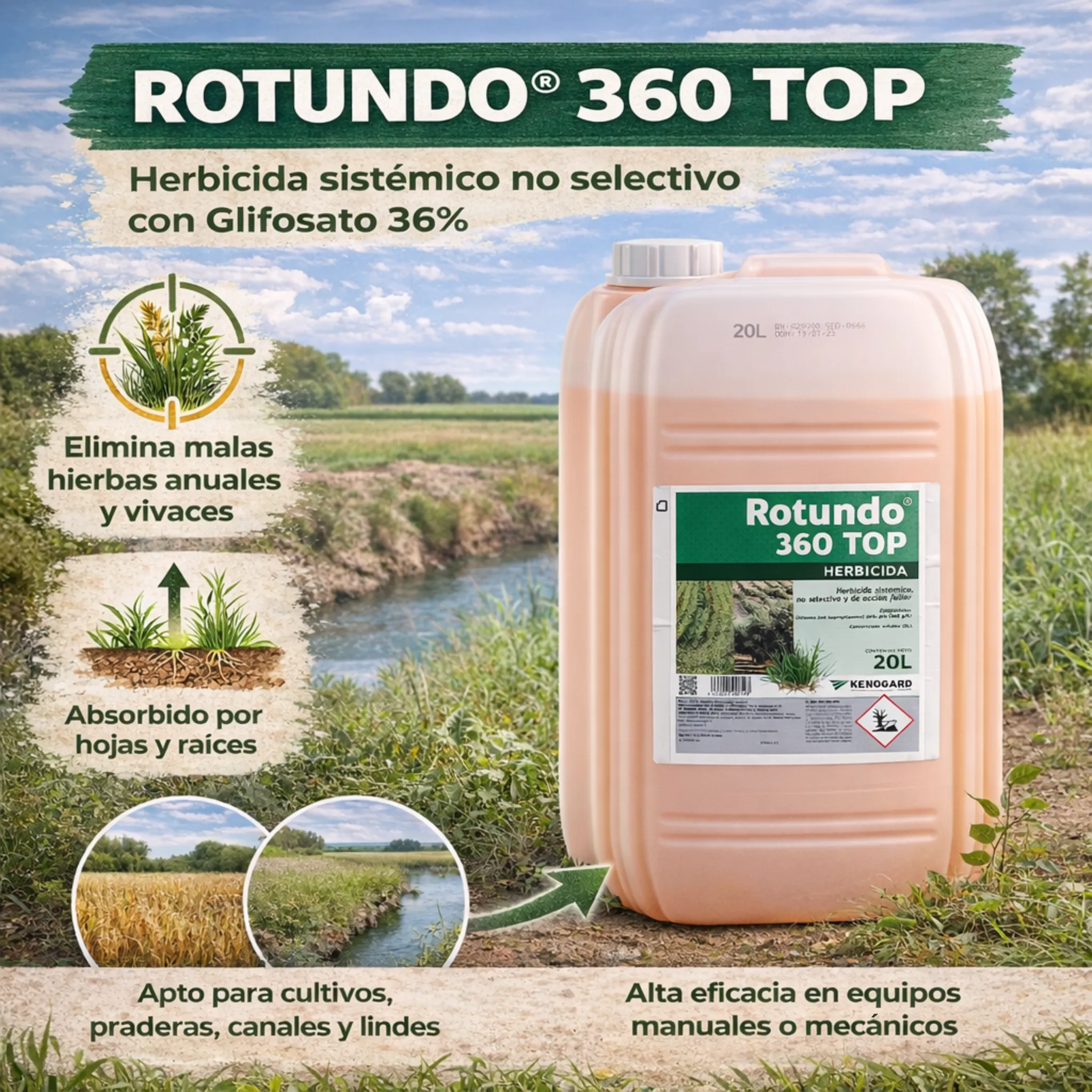 Rotundo 360 Top 20 litros – Herbicida sistémico Glifosato 36% - Image 3