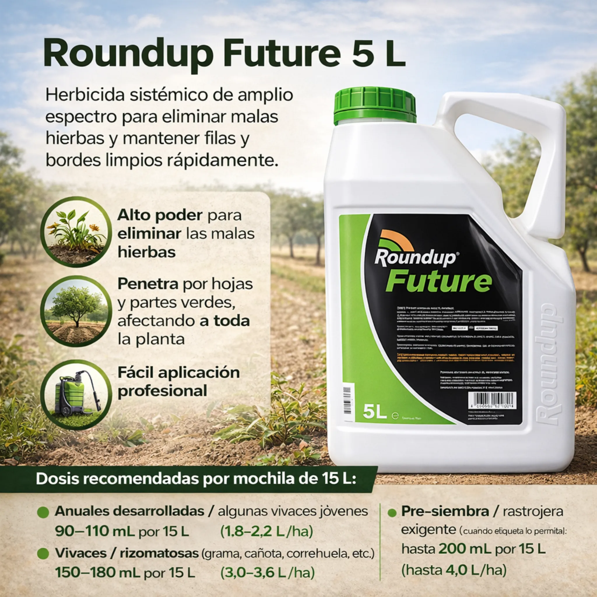 Herbicida Glifosato Roundup Future 5L - Image 3