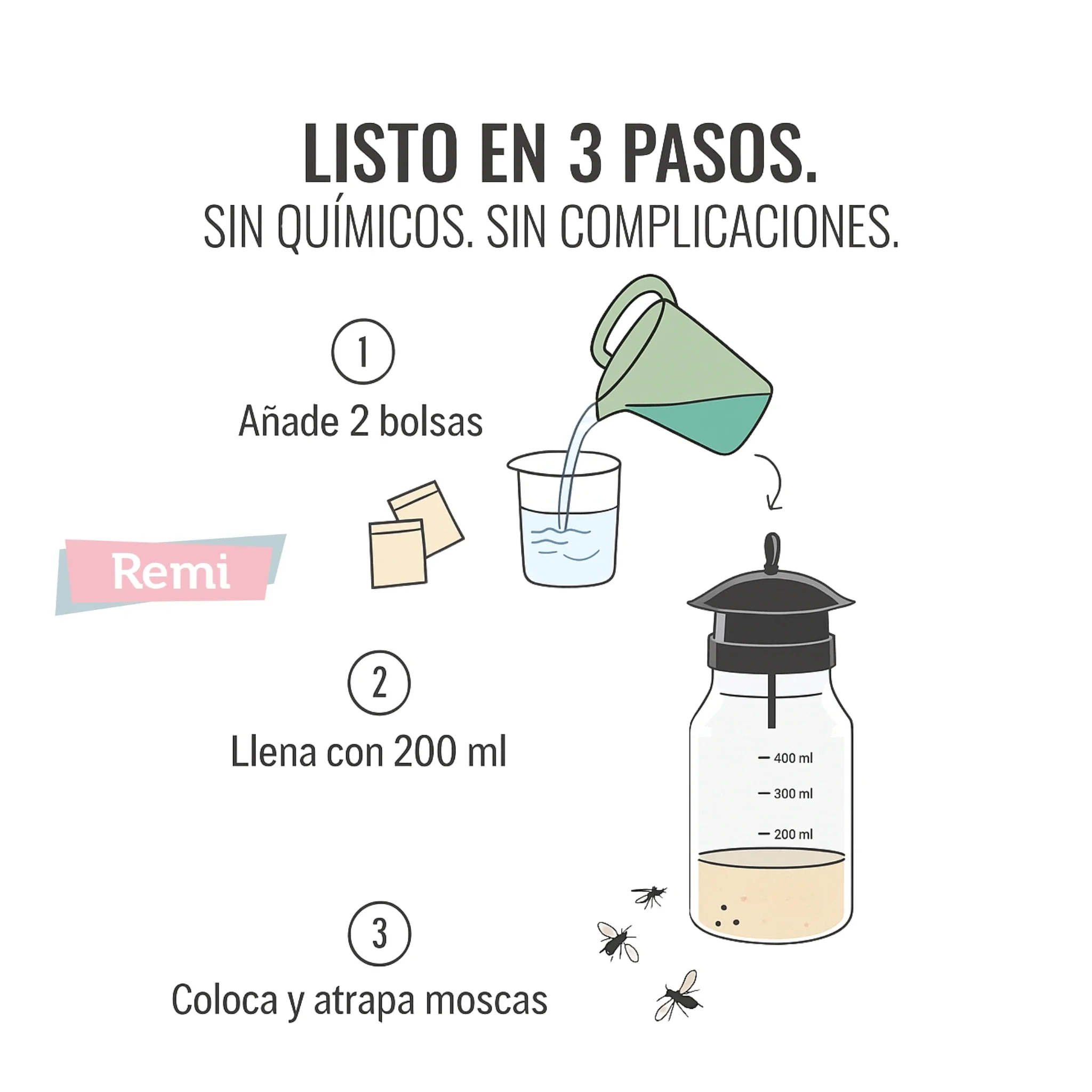 Trampa ecológica reutilizable para moscas de la fruta - Kit Magnet Drosophila - Image 3