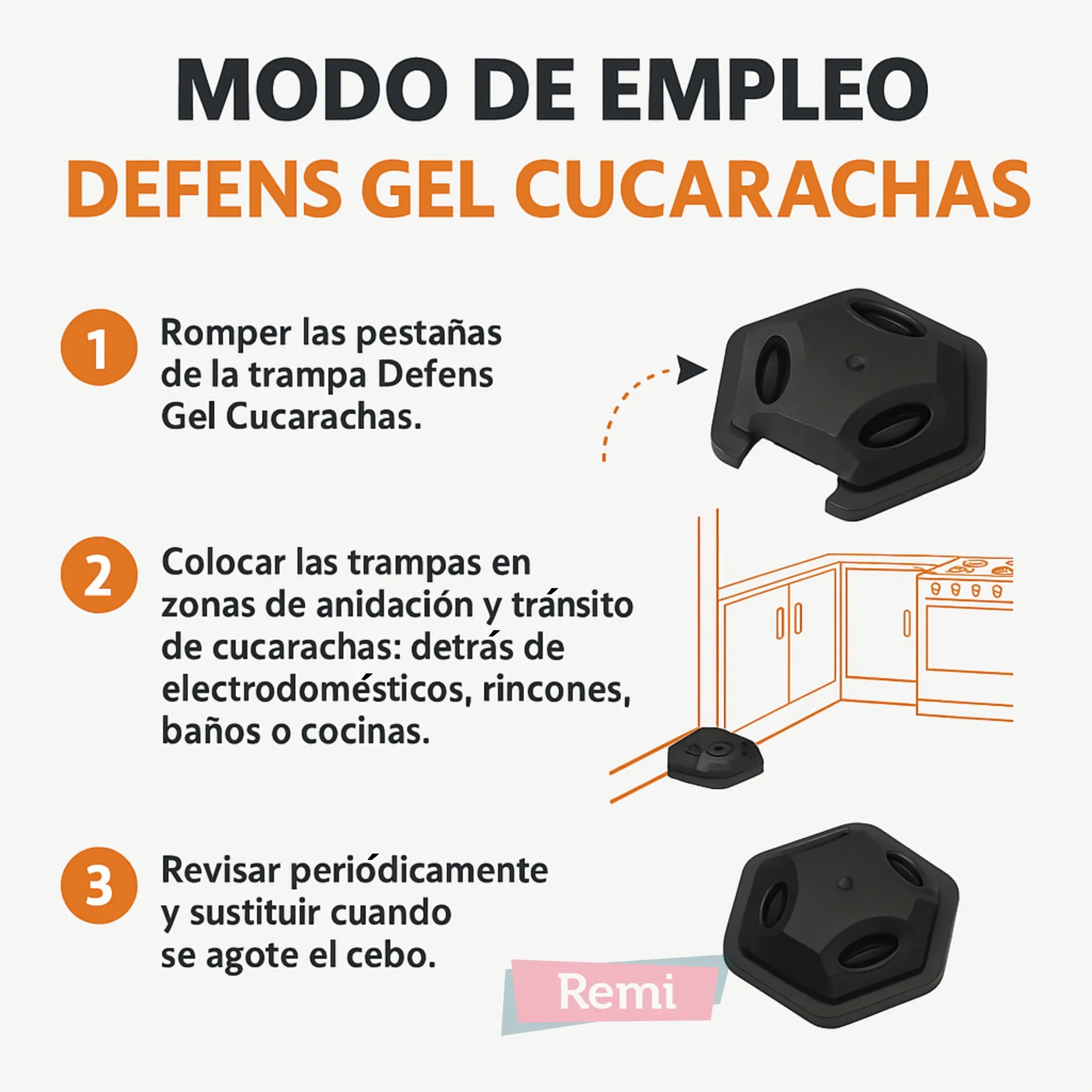 Trampas Cucarachas Cebo insecticida gel 20 unidades - Defens Gel - Image 6