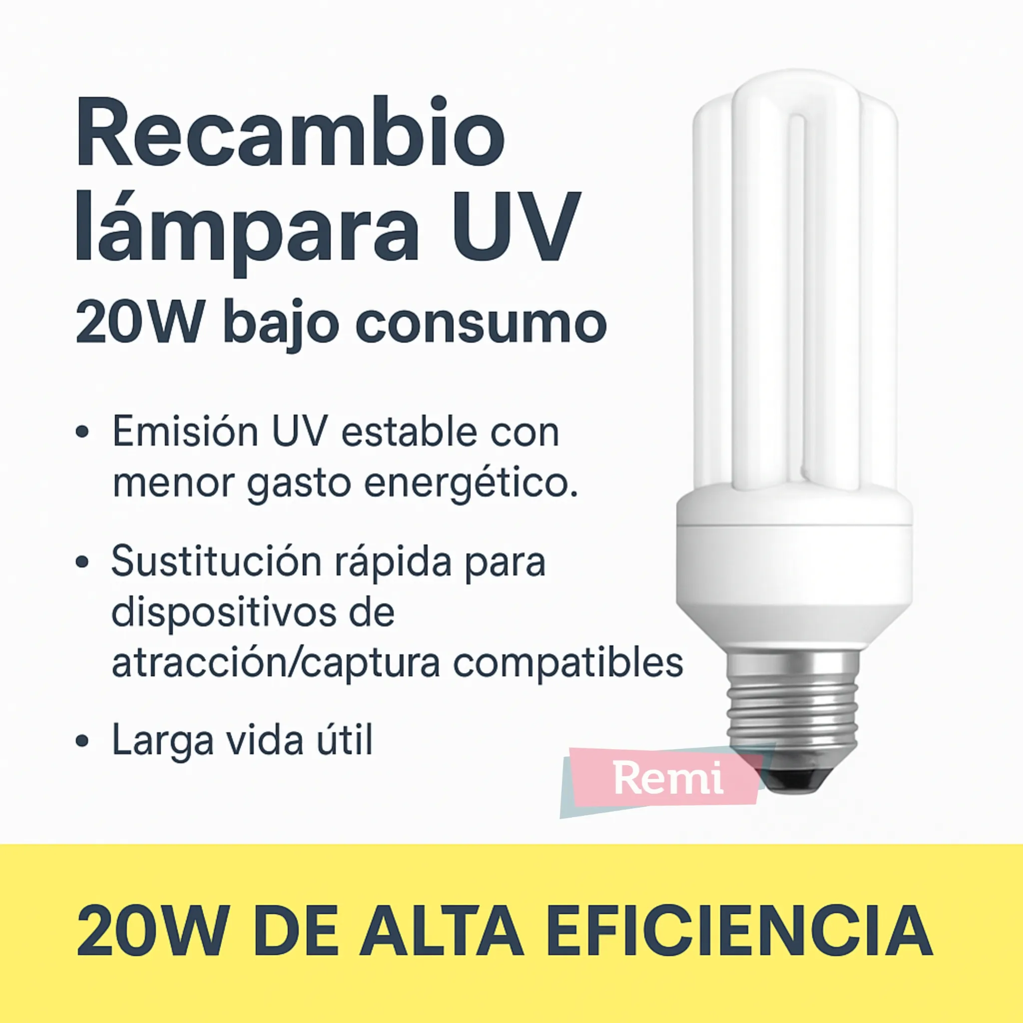 Tubo Sunburst UV 20W E27 (16,3 cm) – Repuesto original - Image 3